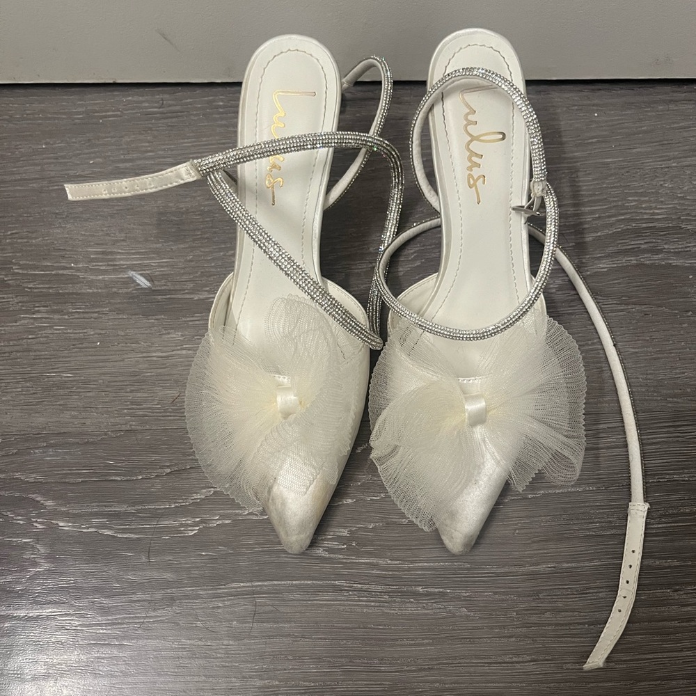 White lulus bachelorette party heels